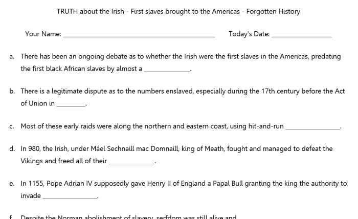 Third grade student completing a reading comprehension worksheet about influential figures of Irish descent