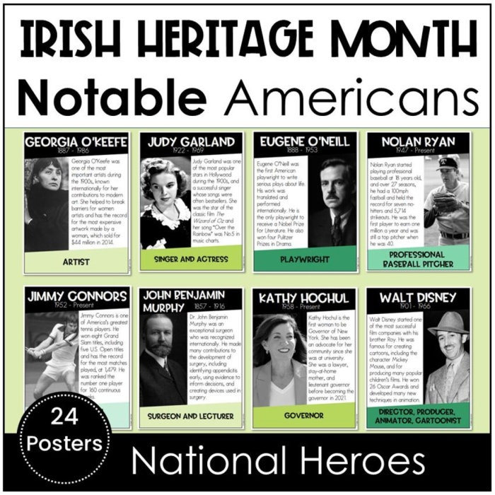 Third grade student reading a worksheet about historical Irish American figures