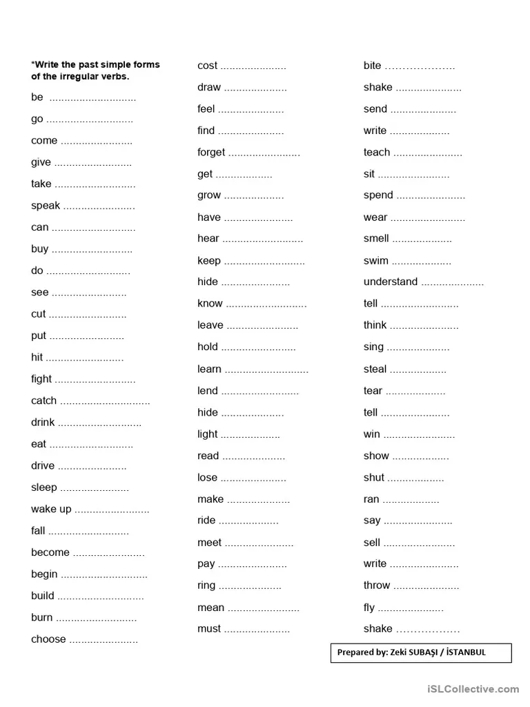 Knew It Irregular Past-Tense Verbs Practice Worksheet for Grade 3 Third grade student completing a Life Science worksheet on irregular past-tense verbs