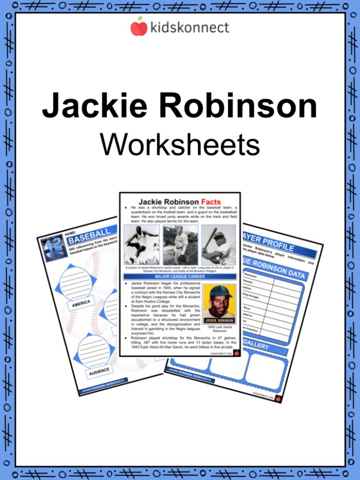 Third grade Jackie Robinson biography worksheet featuring a sequence of events activity for reading practice