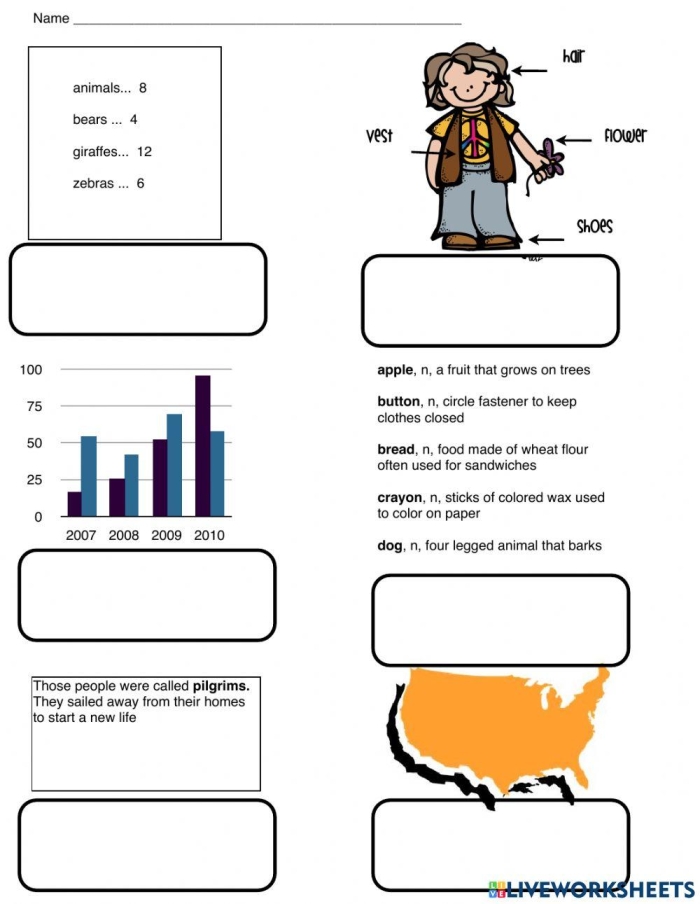 Third grade reading comprehension worksheet about kangaroo text features