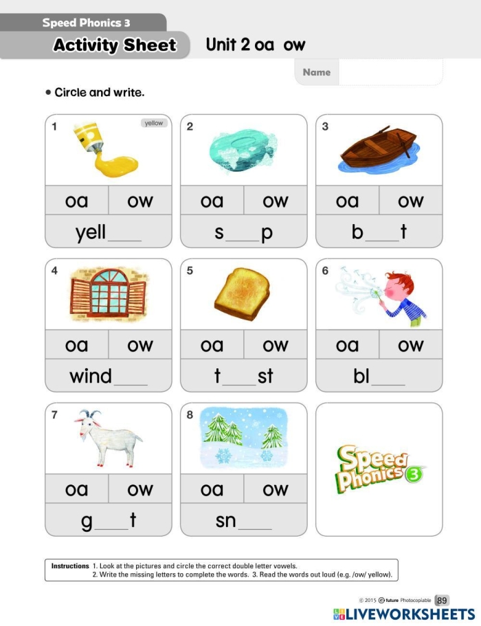 Worksheet for third graders focusing on /kw/ and /k/ sounds in spelling activities