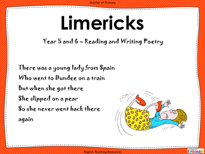 A colorful worksheet for writing limericks inspired by Edward Lear