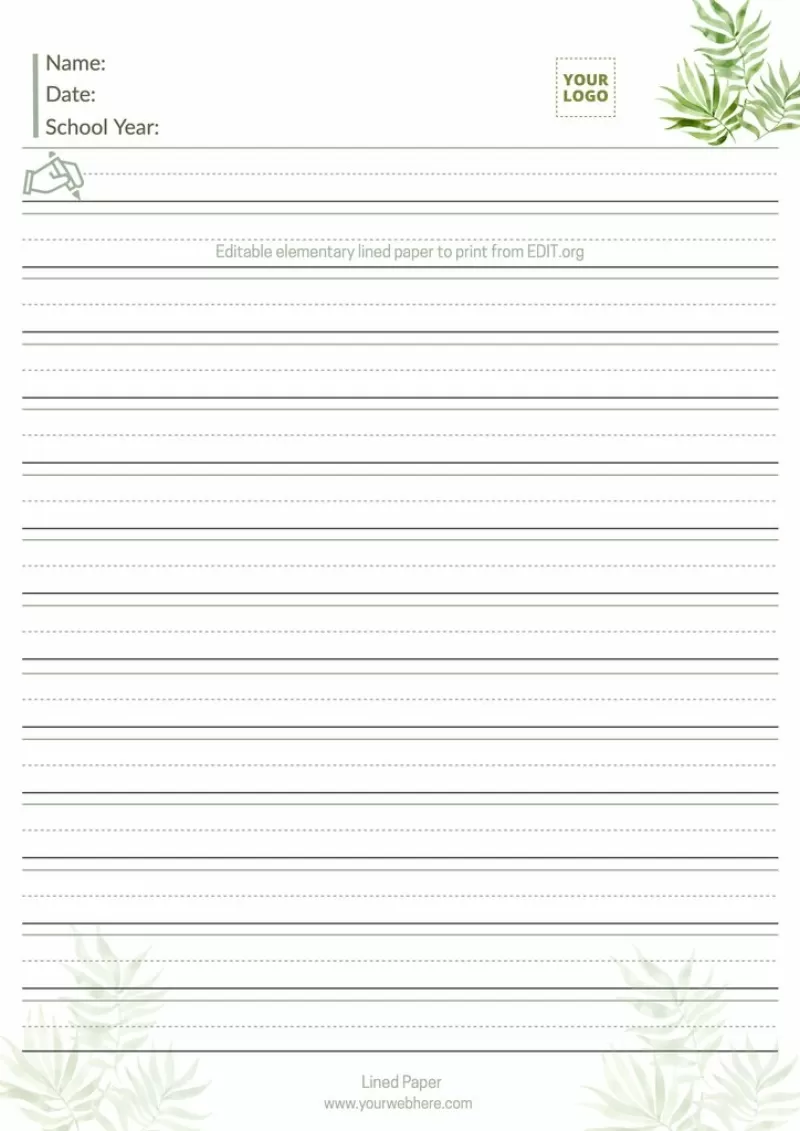 Printable college-ruled paper for home use, perfect for school projects Lined paper worksheet template for third-grade subtraction practice