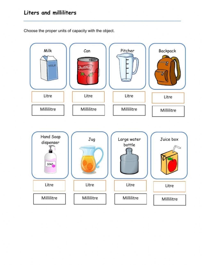Liter Measurement Comparison Activity for Elementary Learners Third grade students comparing and measuring liquid volumes in liters with visual examples and practice problems