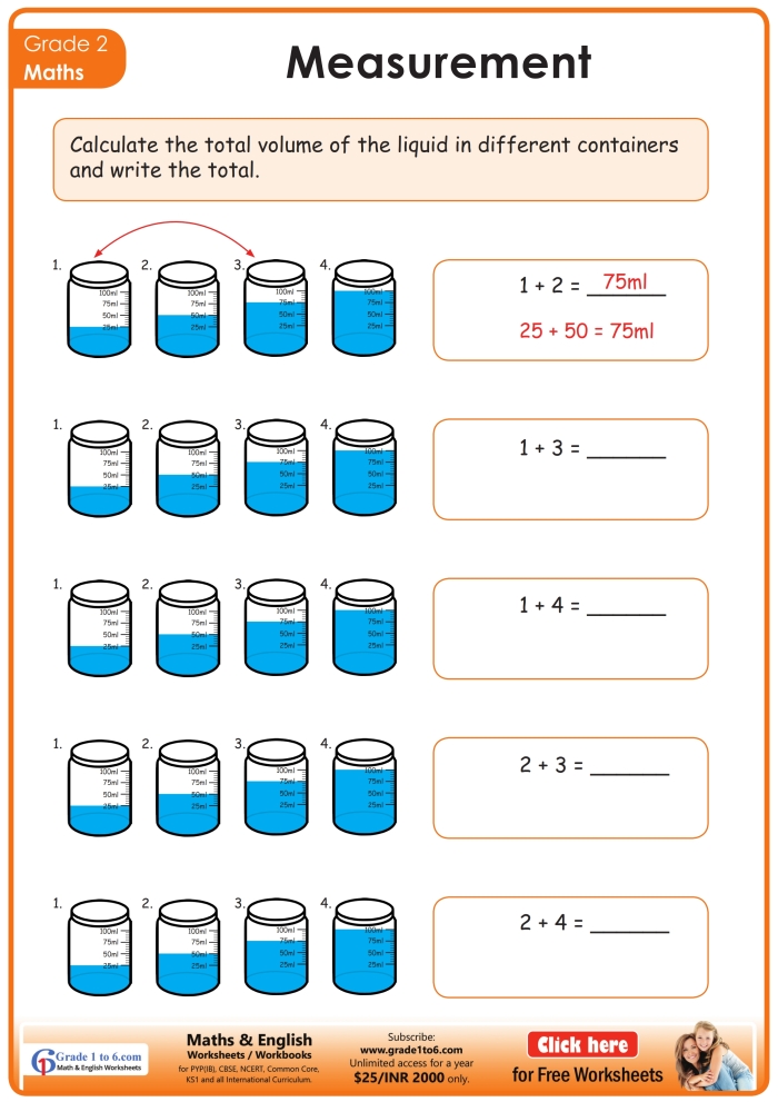 How Much is One Liter Worksheet for Third Grade Math Practice 20 Third grade student working on a measurement worksheet to learn how much one liter is