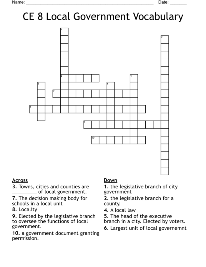 Municipal government basics learning activity for elementary students exploring local civic structures Third grade local government worksheet teaching students about municipalities and community leadership
