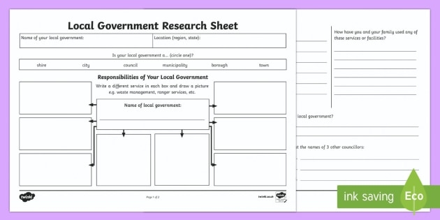 Local Government Basics: Understanding Your Municipality Worksheet Third grade students learning about local government and municipal services in a worksheet activity