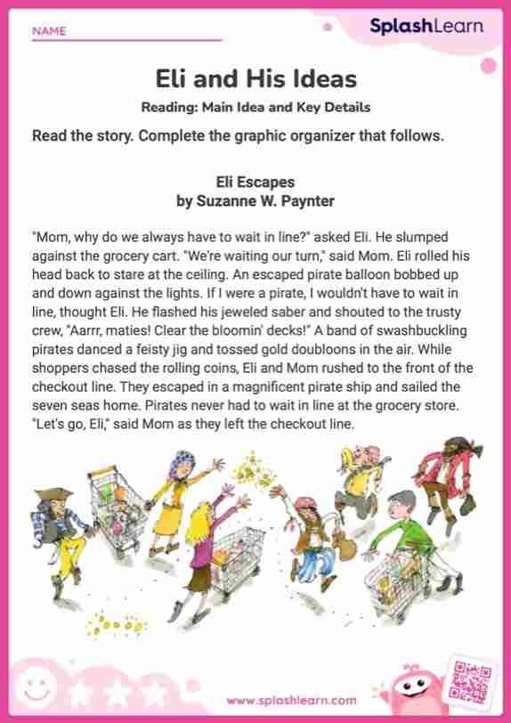 Worksheet for identifying the main idea of a story for third graders