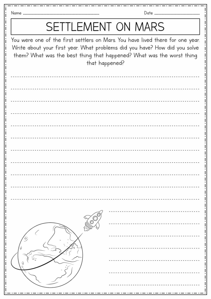 Worksheet featuring facts about Mars, the Red Planet for third graders