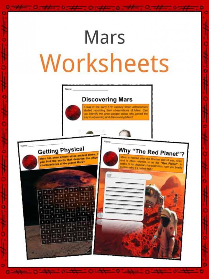 Worksheet featuring fun facts about Mars for third graders