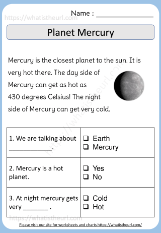 Worksheet featuring Mars, the Red Planet, designed for third graders to learn about its characteristics. Educational resource for understanding Mars with fun facts and measurements.
