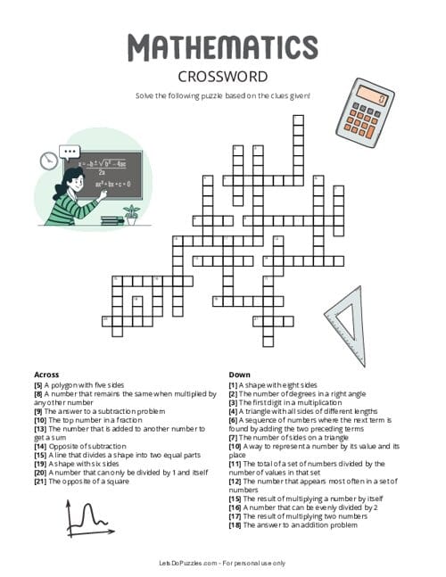Third grade math crossword worksheet featuring mixed operations problems number eleven