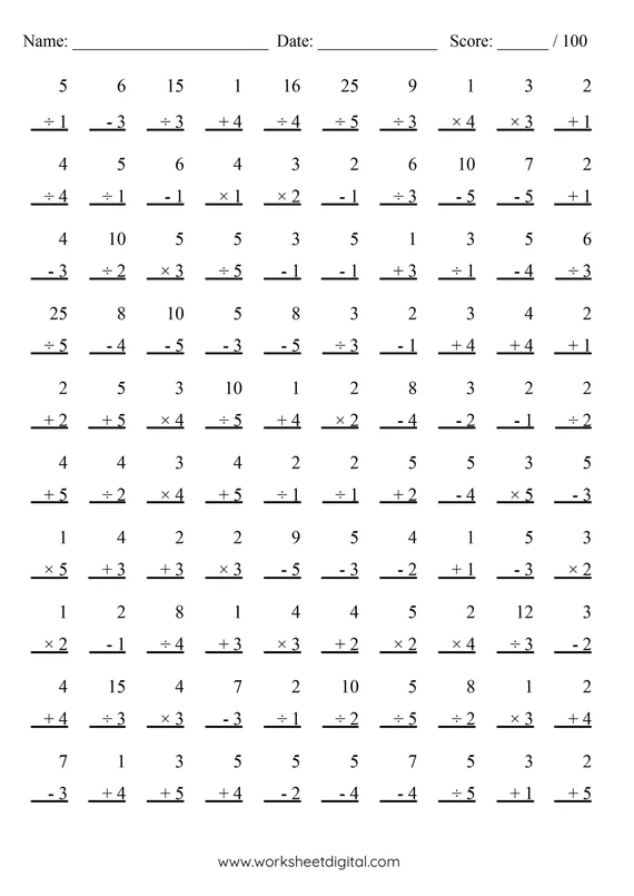 Third grade math worksheet featuring 48 mixed division practice problems for building speed