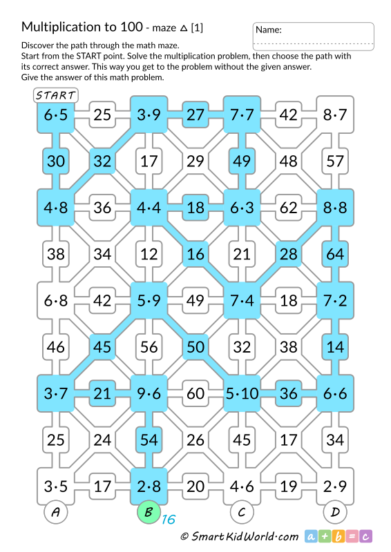 Fun maze challenge: Navigate through multiplication and division within 100 Multiplication and division maze worksheet for third graders exploring math concepts