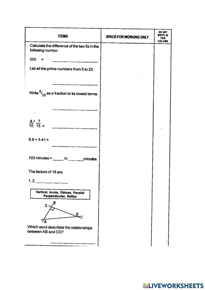 Comprehensive Math Review Worksheet for Grade 3 Students Image 19 Third grade math review worksheet with mixed practice problems for test preparation