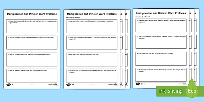 Third grade students collaborating on multiplication and division partner word problems worksheet