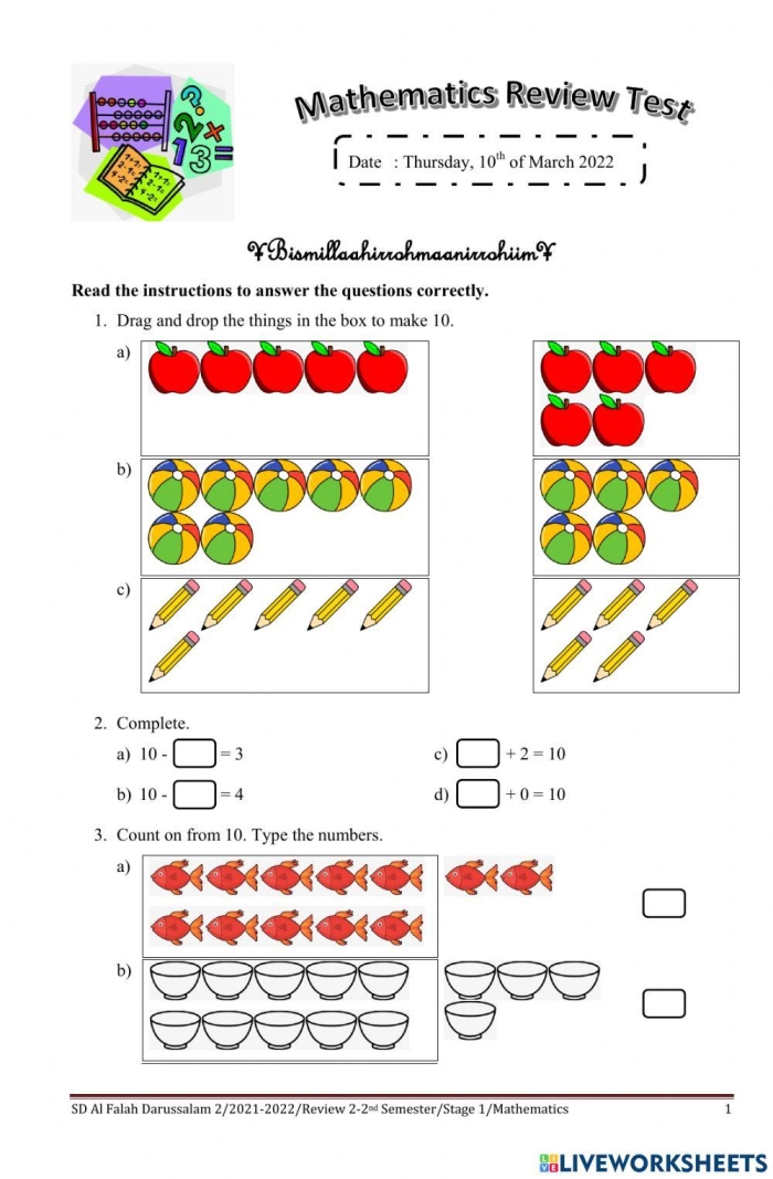 Grammar and Mechanics worksheet for Third Grade Math Review worksheet designed for third graders to help reinforce various math concepts. Engaging practice sheet for students preparing for tests or a general math review.