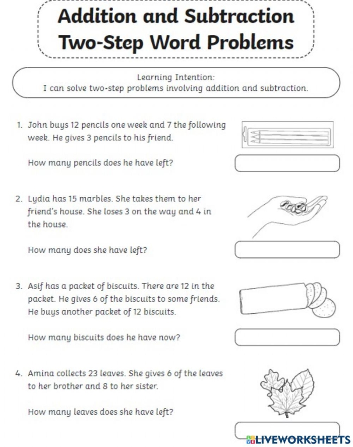 colorful sea creatures worksheet for third graders focusing on multi-step subtraction and multiplication problems