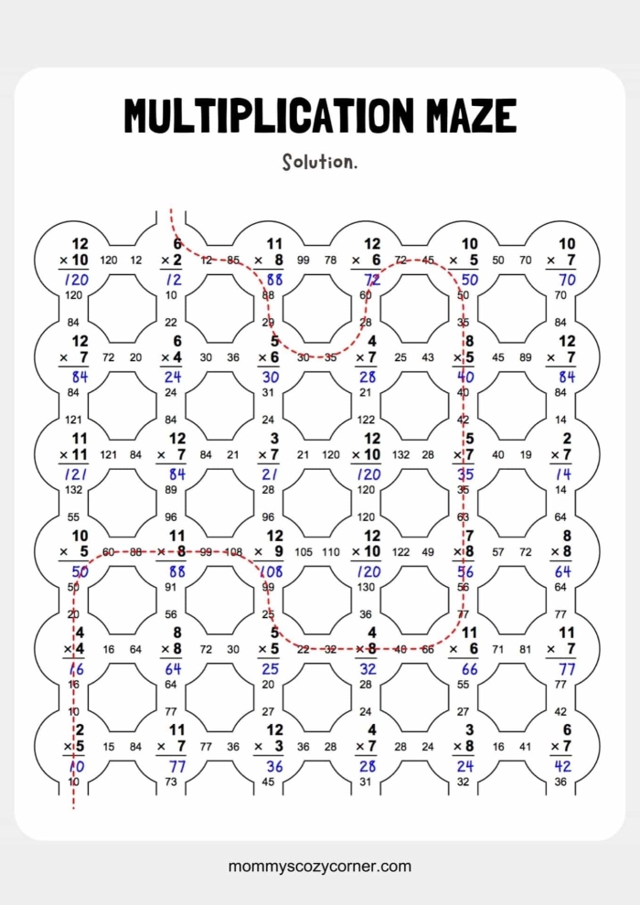 Interactive maze challenge for practicing multiplication and division within 100 Multiplication and division maze worksheet for third graders to enhance math skills