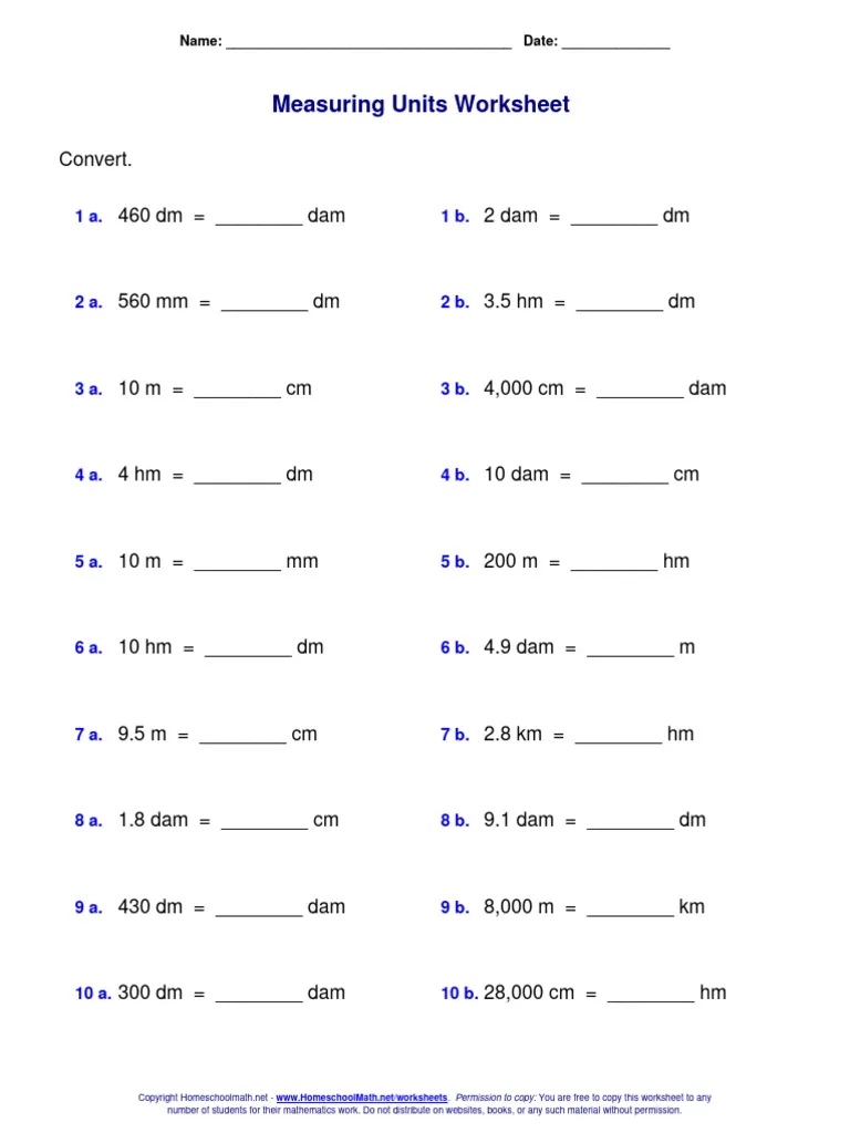 Units of Measurement Practice Test worksheet for third graders