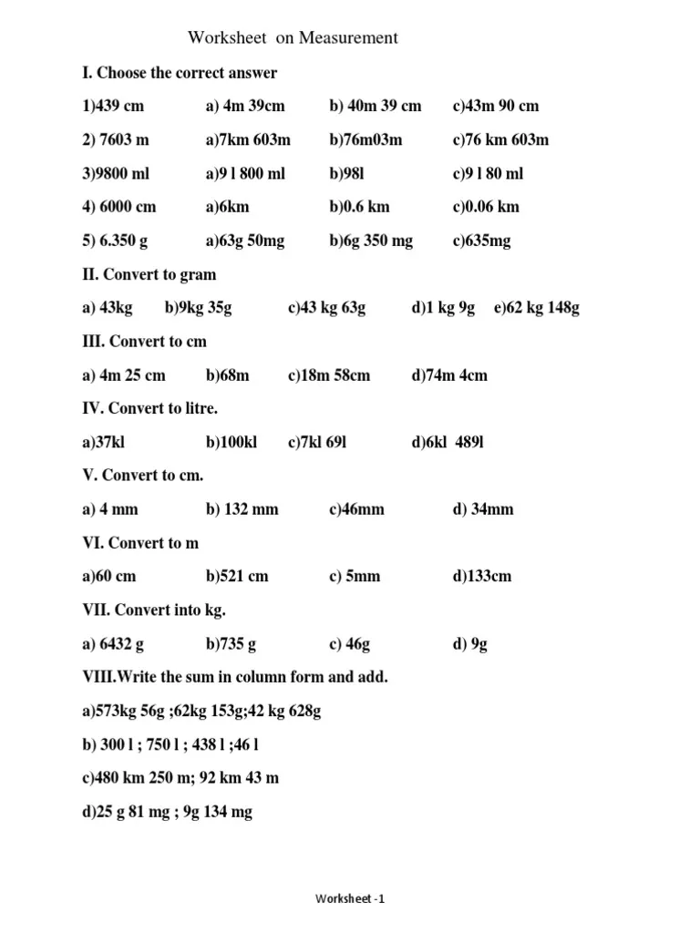 Measurement Review Worksheet for Third Grade Science and Engineering Inquiry Third grade student completing a Measurement Review worksheet on length and capacity