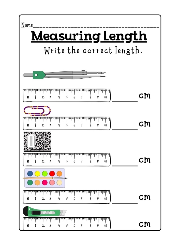 Measurement Learning Check worksheet for third graders focusing on area, perimeter, and elapsed time concepts