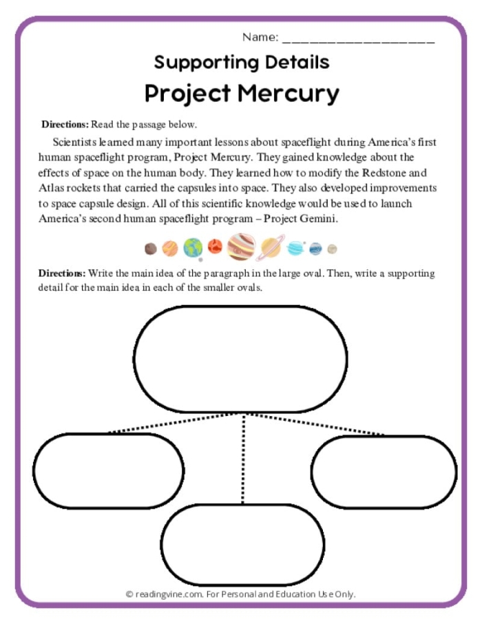 Phonics worksheet for Third Grade Worksheet for third graders about the planet Mercury, featuring fun facts and phonics activities. Educational resource for teaching kids about the smallest planet in the solar system.