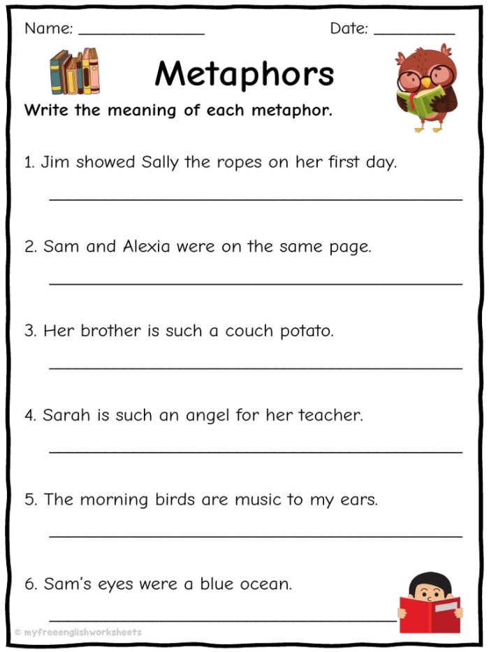 What Is a Metaphor? worksheet for third grade reading practice Worksheet featuring third graders identifying metaphors while coloring logs