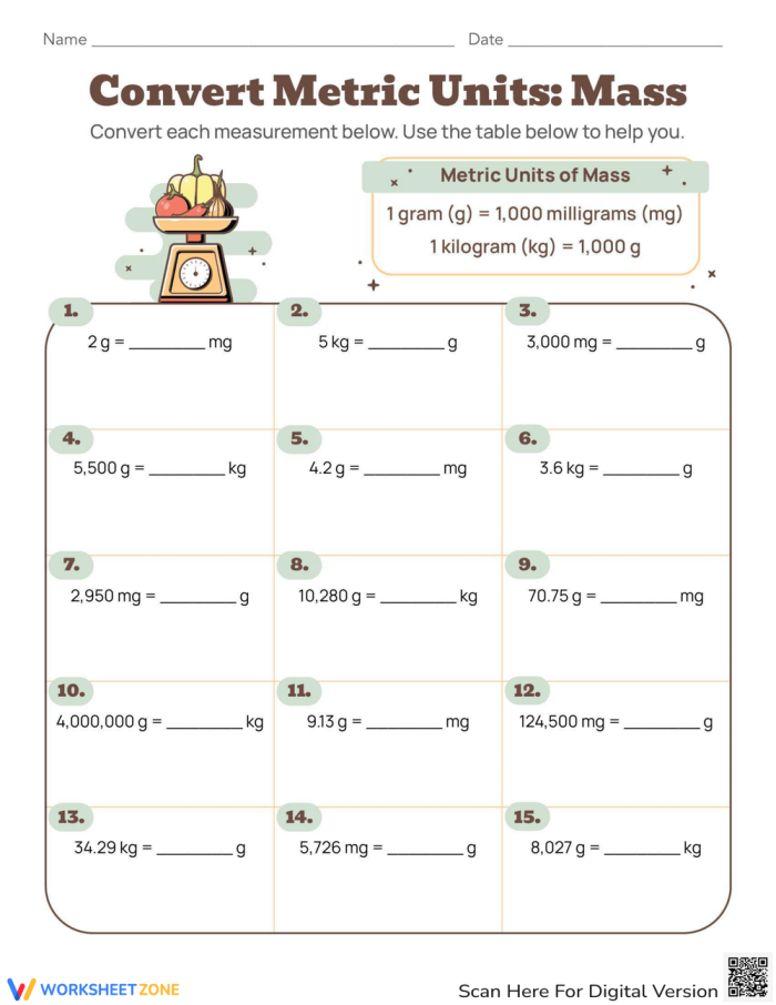Third grade students practicing metric length conversions by solving sixteen math problems on a worksheet