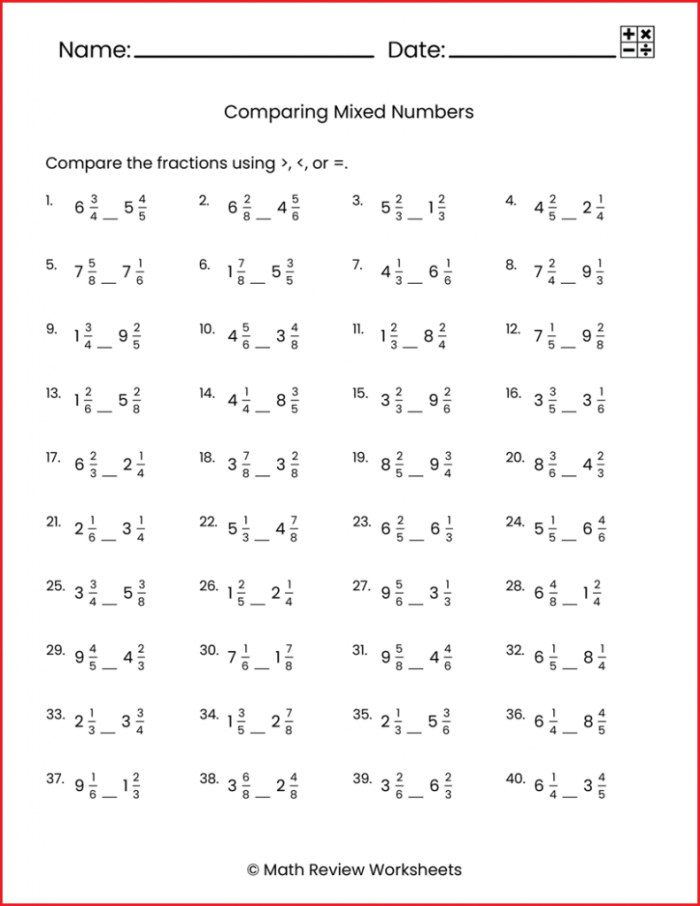 Mixed Numbers Worksheet Number 8 for Third Grade Algebra Practice Third grade student completing a math worksheet focused on identifying mixed numbers