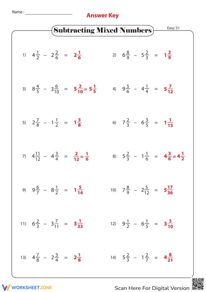 Mixed Numbers Worksheet Number 22 for Third Grade Algebra Third grade student practicing identifying mixed numbers on a math worksheet
