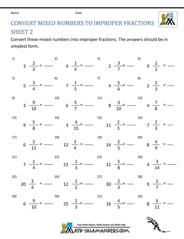 Mixed Numbers Worksheet Image 10 Worksheet for third graders to identify mixed numbers in algebra