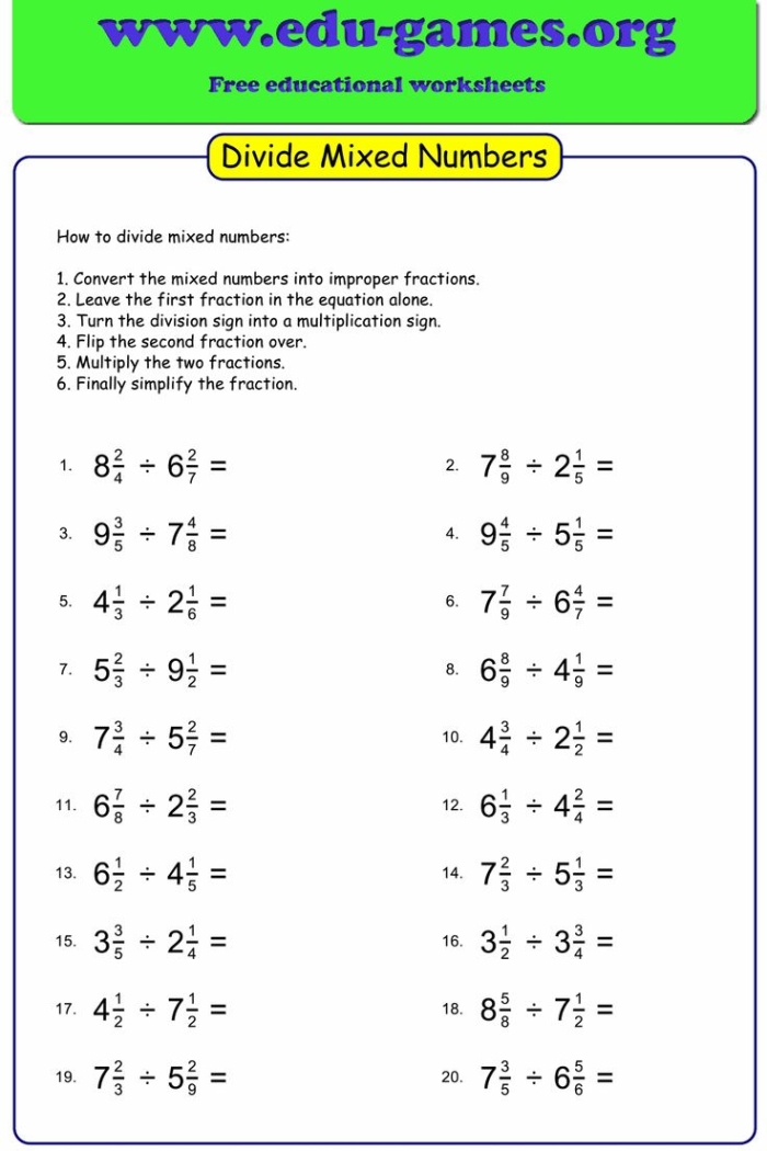 Worksheet image illustrating mixed numbers for algebra practice in third grade Mixed Numbers worksheet for third graders to identify and understand mixed numbers