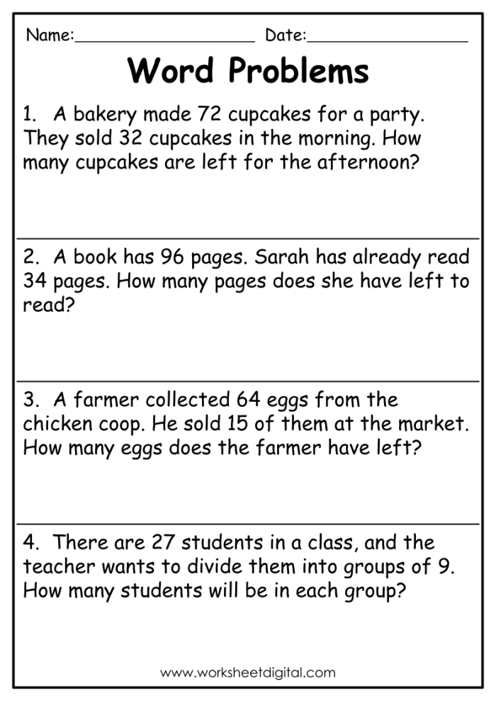 Third grade student completing a multi-step word problems learning check worksheet on mixed operations