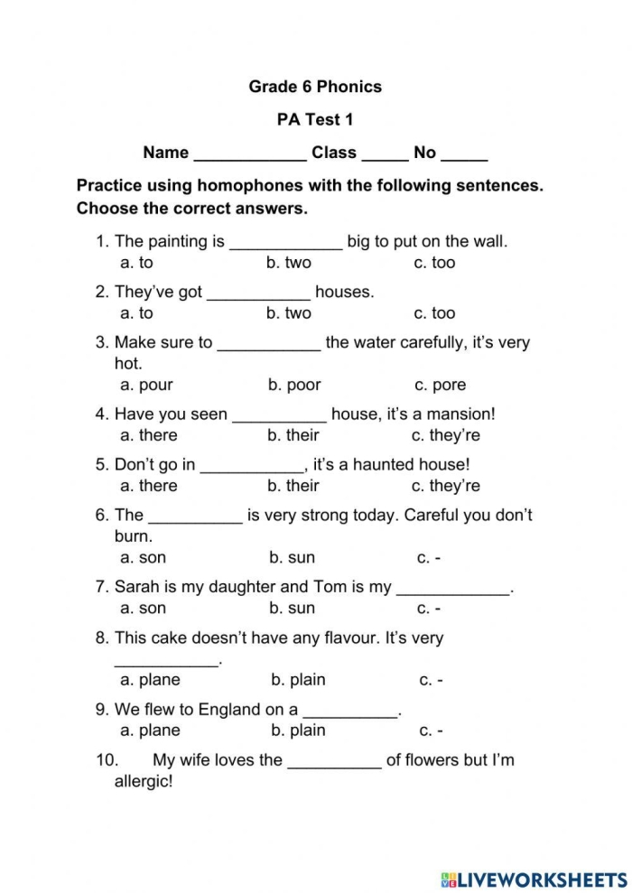 Colorful homophone story worksheet featuring a fun monster theme for third graders
