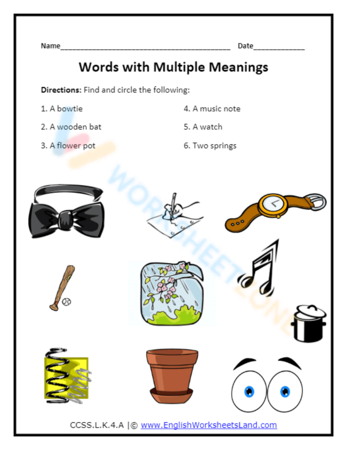 Interactive matching exercise for learning multiple meaning words in reading Worksheet featuring multiple meaning words for third graders to match