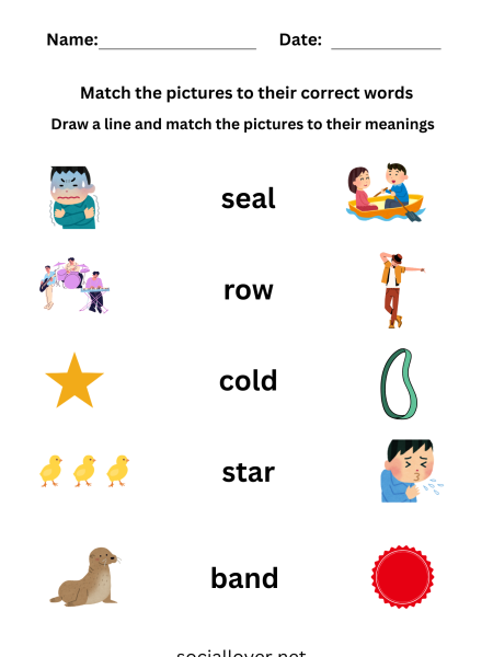 Worksheet featuring multiple meaning words for third graders
