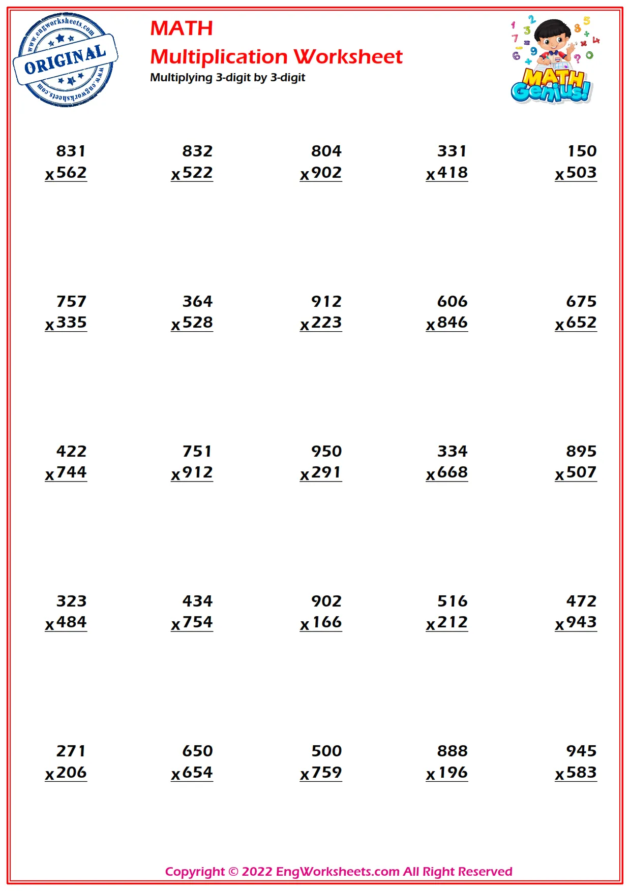 Third grade student filling out a multiplication by 3 worksheet and chart