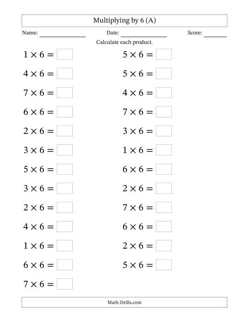 Third grade students practicing multiplication by six using a dedicated math worksheet
