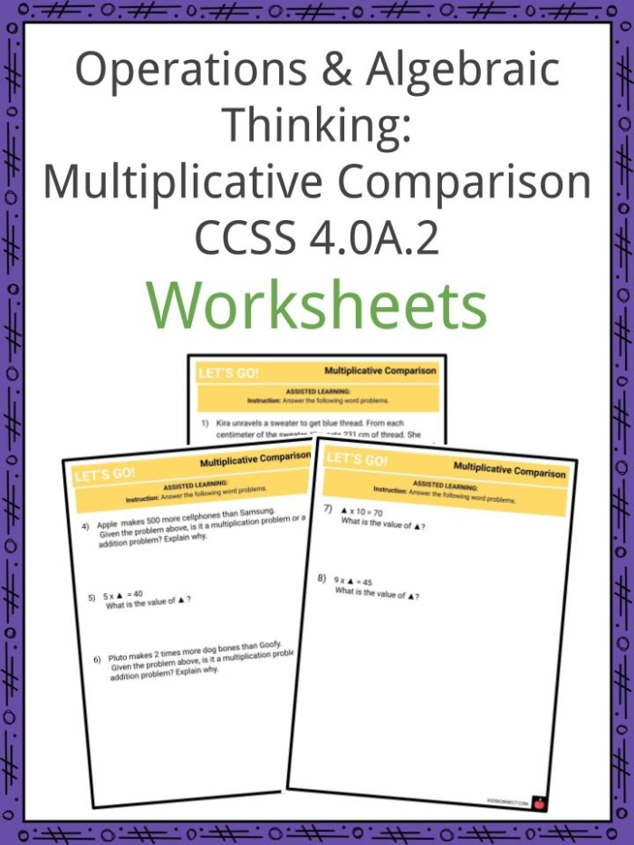 Multiplication and Comparison Practice Worksheet for Grade 3 Math Lesson 2 Third grade student worksheet focusing on multiplication facts and comparing equation values