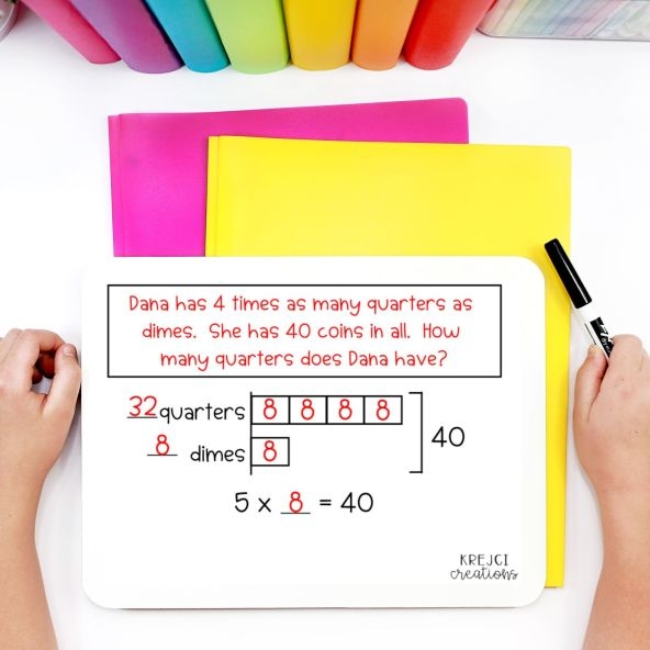 Multiplication and Comparison Worksheet for Grade 3 Practice Four Third grade student working on a math worksheet comparing the values of two different multiplication equations