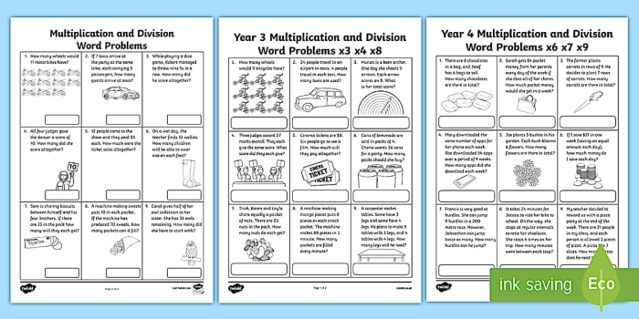Multiplication and division partner word problems worksheet for third graders