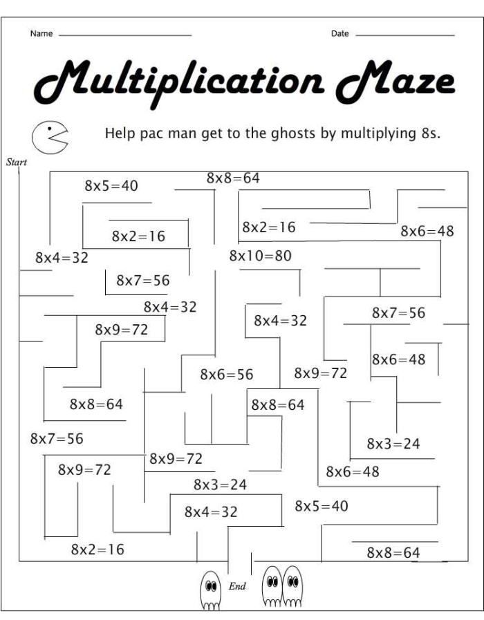 Engaging maze activity for practicing multiplication and division concepts Multiplication and division maze worksheet designed for third graders to enhance their skills within 100