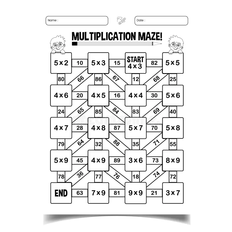 Engaging maze activity for practicing multiplication and division within 100 Multiplication and division maze worksheet for third graders to solve