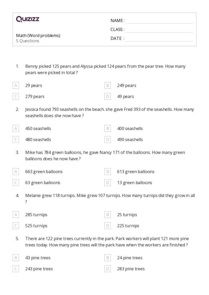 Third Grade Multiplication Worksheet Number 25 Elevations Word Problems Elevations Challenging Word Problems worksheet featuring third grade multiplication practice