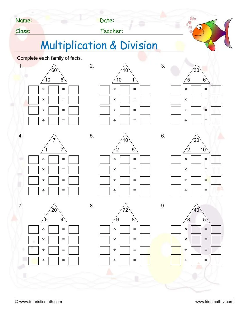 Third grade Earth and Space Science worksheet for practicing multiplication facts and regrouping