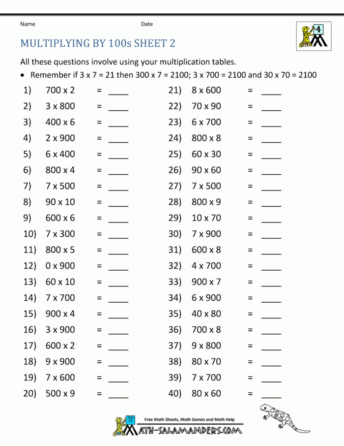 Third grade students completing a multiplication facts check-up worksheet for factors up to 10