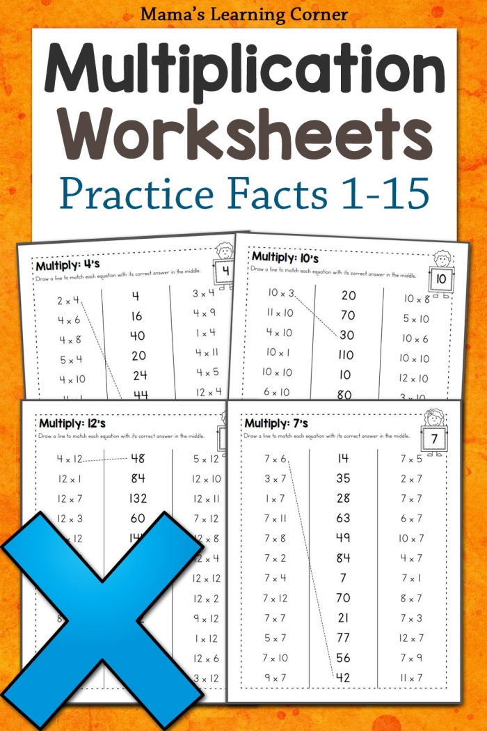 Third grade student completing a multiplication facts check-up worksheet with factors up to 10