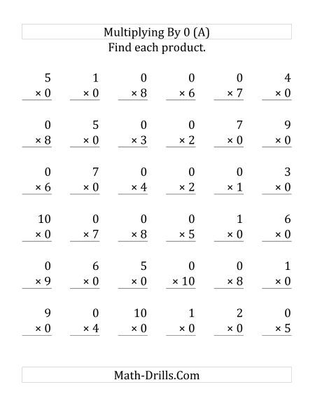 Third grade student taking a multiplication facts 0-9 assessment worksheet